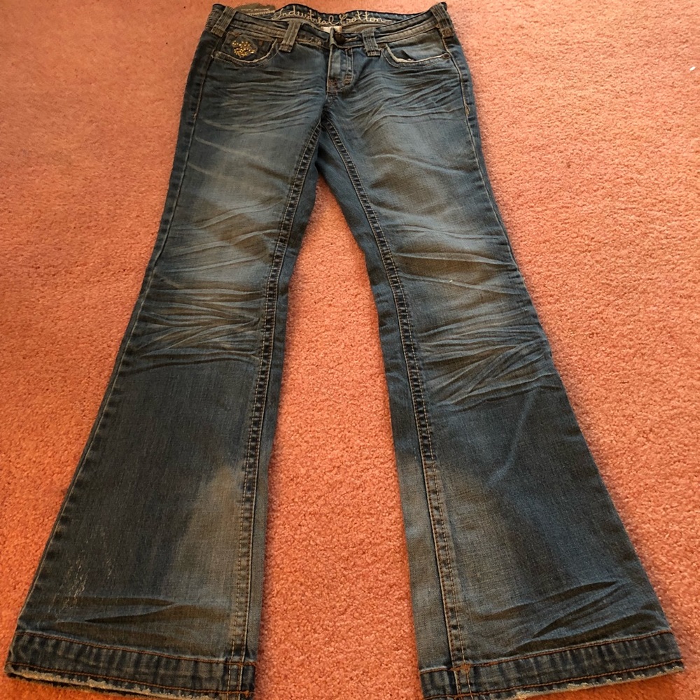 Industrial cotton embellished jeans 7